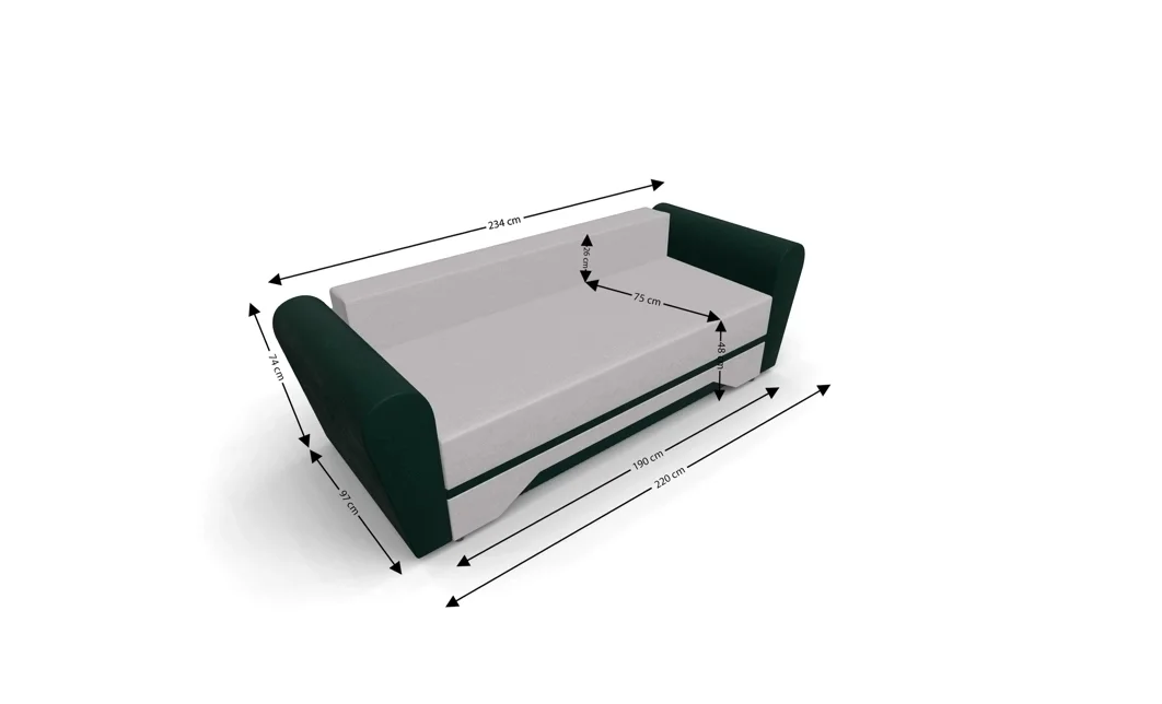Canapea Extensibilă Atlanta Bonell Mini, Bej Deschis/ Verde Închis 5