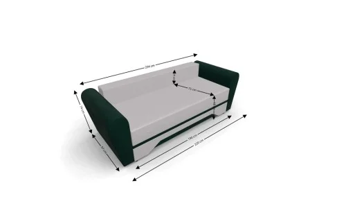 Canapea Extensibilă Atlanta Bonell Mini, Bej Deschis/ Verde Închis