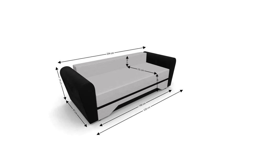 Canapea Extensibilă Atlanta Bonell Mini, Bej deschis/Negru 5