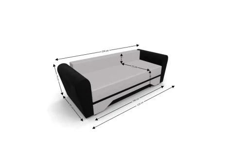Canapea Extensibilă Atlanta Bonell Mini, Bej deschis/Negru