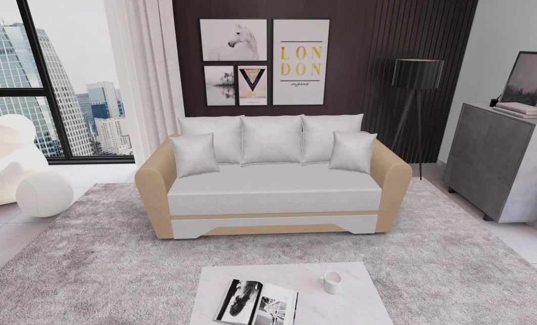 Canapea Extensibilă Atlanta Bonell Mini, Bej Deschis/Bej