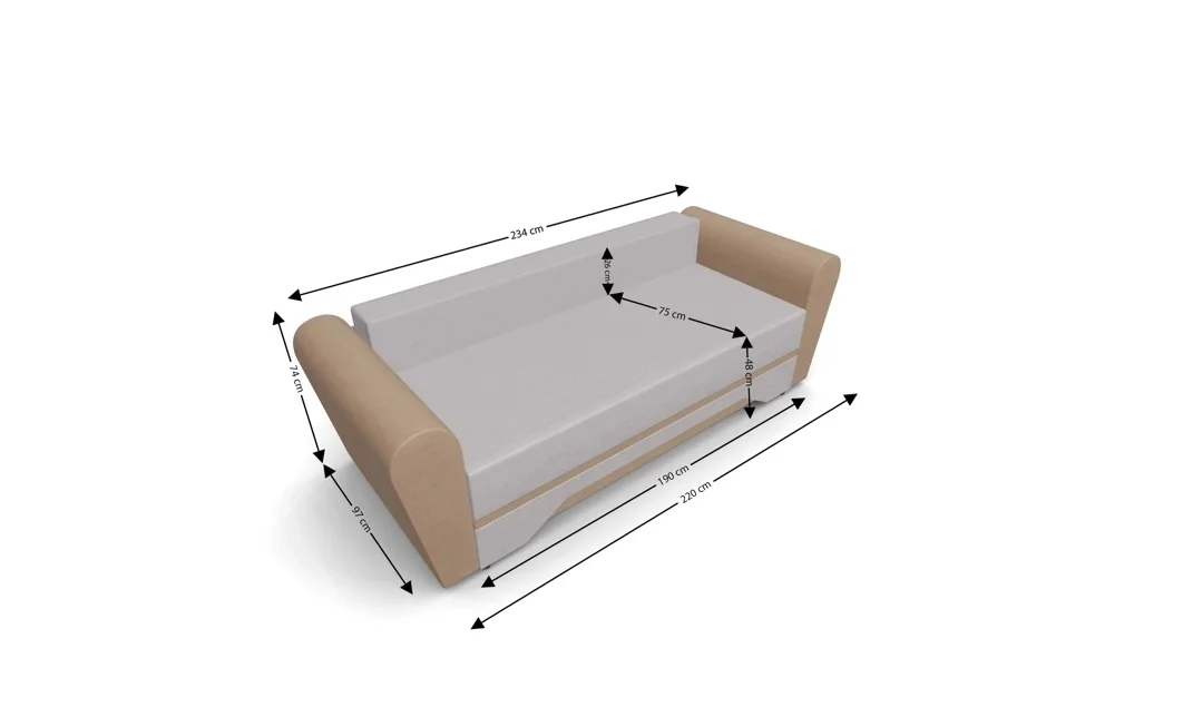 Canapea Extensibilă Atlanta Bonell Mini, Bej Deschis/Bej 5