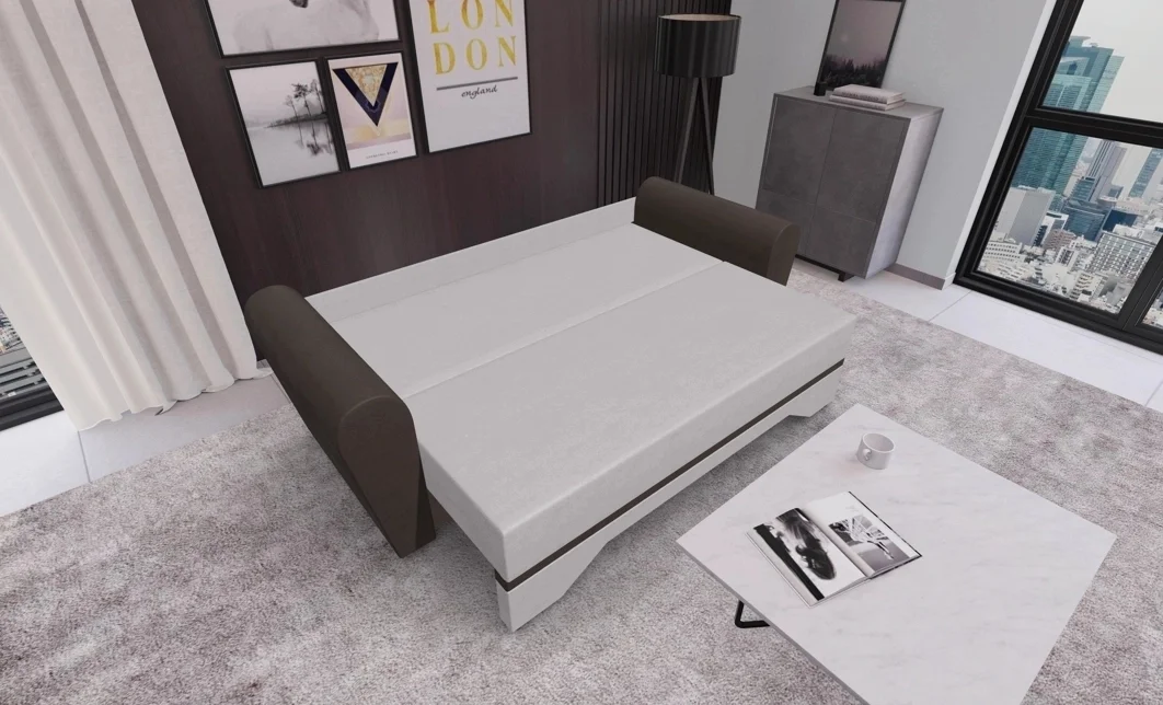 Canapea Extensibilă Atlanta Bonell Mini, Bej Deschis/Maro 3