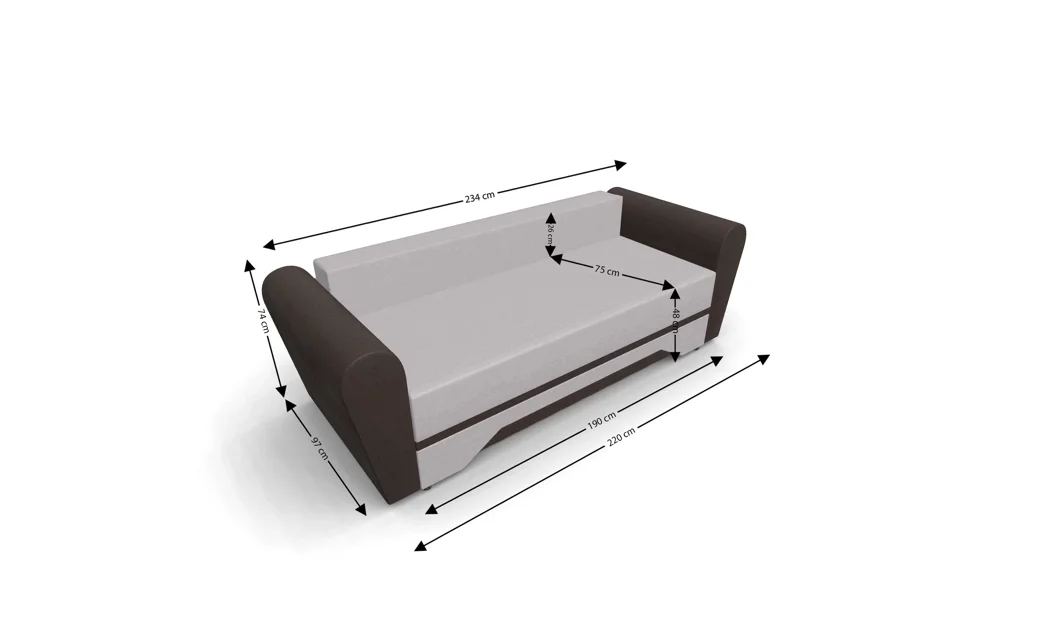 Canapea Extensibilă Atlanta Bonell Mini, Bej Deschis/Maro 5