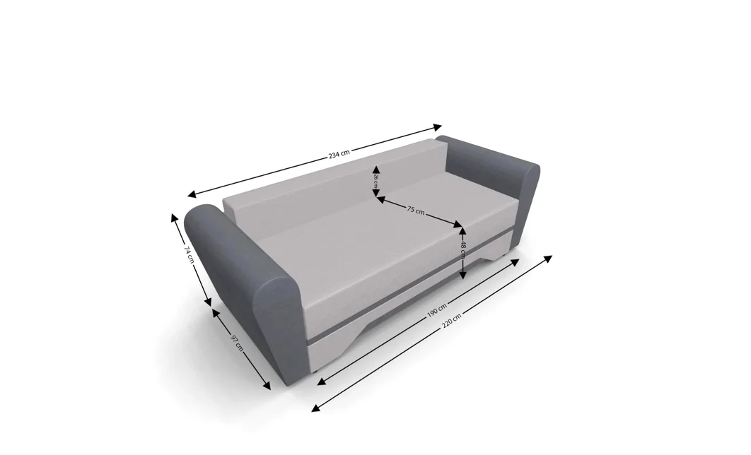 Canapea Extensibila Atlanta Bonell Mini, Bej Deschis/Gri 5