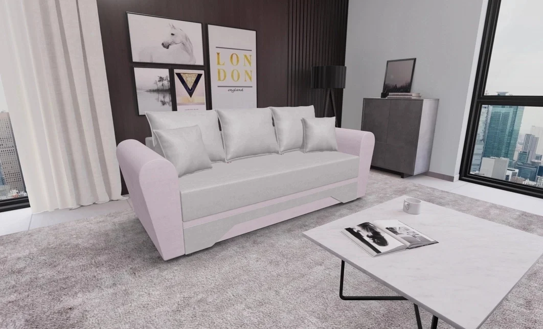 Canapea Extensibilă Atlanta Bonell Mini, Bej Deschis/Roz 2