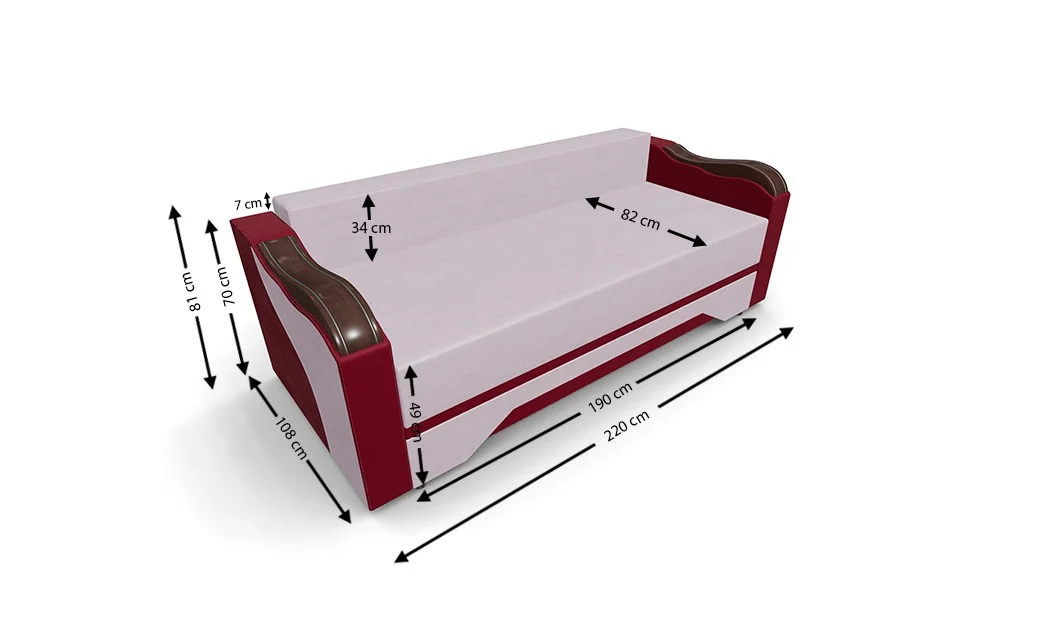 Canapea Extensibilă Bianca, Violet/Rosu 1