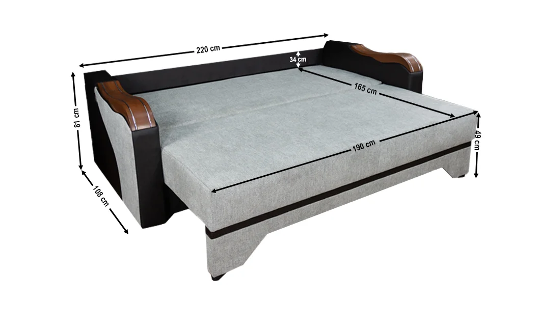 Canapea Extensibilă Bianca Bonell, Gri 6