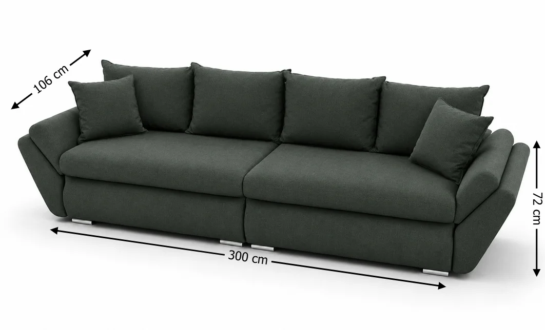 Canapea Extensibilă Confort cu Spumă HR, Verde Închis 1