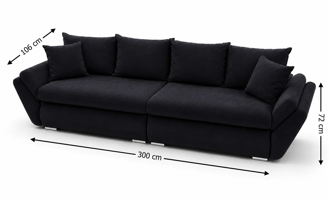 Canapea Extensibilă Confort cu Spumă HR, Neagră 3