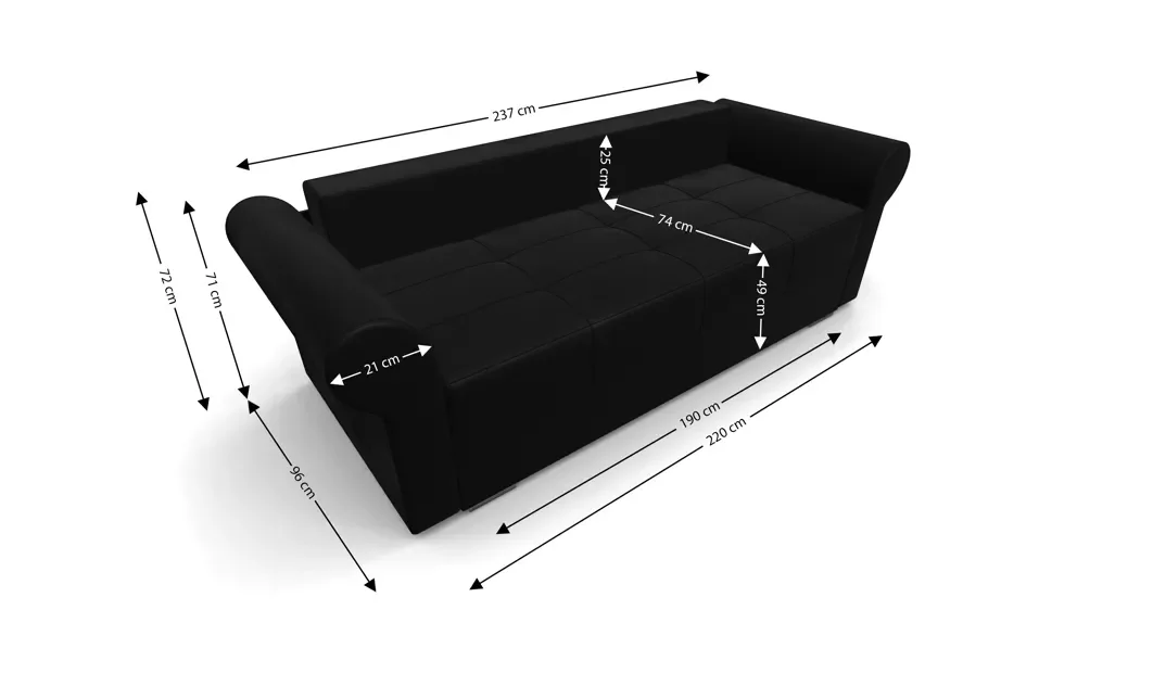 Canapea Extensibilă Elsa Mini, Negru 5