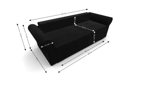 Canapea Extensibilă Elsa Mini, Negru