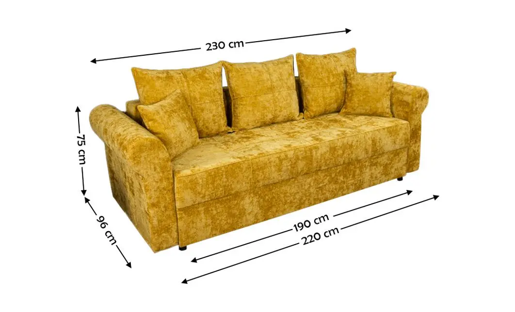 Canapea Extensibilă Elsa Bonell Mini, Mustar 1