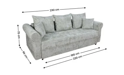 Canapea Extensibilă Elsa Bonell Mini, Gri deschis