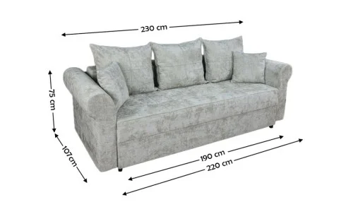 Canapea Extensibilă Elsa Bonell Max, Gri deschis