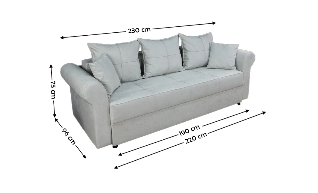 Canapea Extensibilă Elsa Bonell Mini, Gri deschis 1