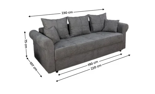 Canapea Extensibilă Elsa Bonell Max, Gri Inchis