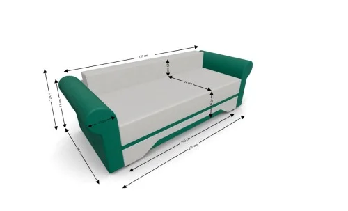 Canapea Extensibilă Mona Bonell Mini, Bej deschis/Verde