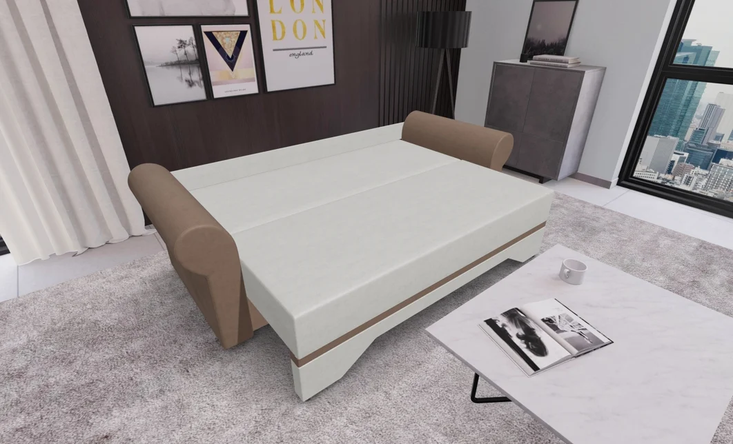 Canapea Extensibilă Mona Bonell Mini, Bej deschis/Maro 3