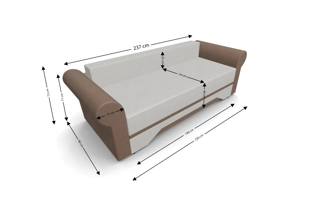 Canapea Extensibilă Mona Bonell Mini, Bej deschis/Maro 5