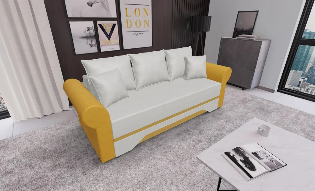 Canapea Extensibilă Mona Bonell Mini, Bej deschis/Mustar
