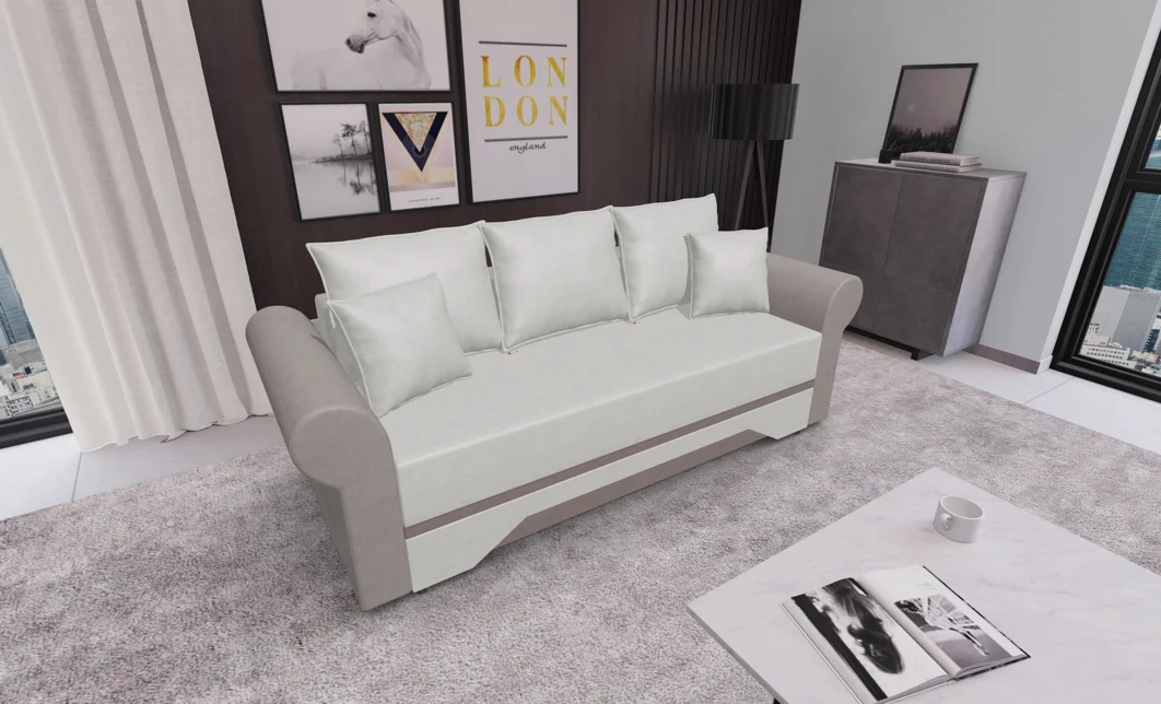 Canapea Extensibilă Mona Bonell Mini, Bej Deschis/Maro deshis 2