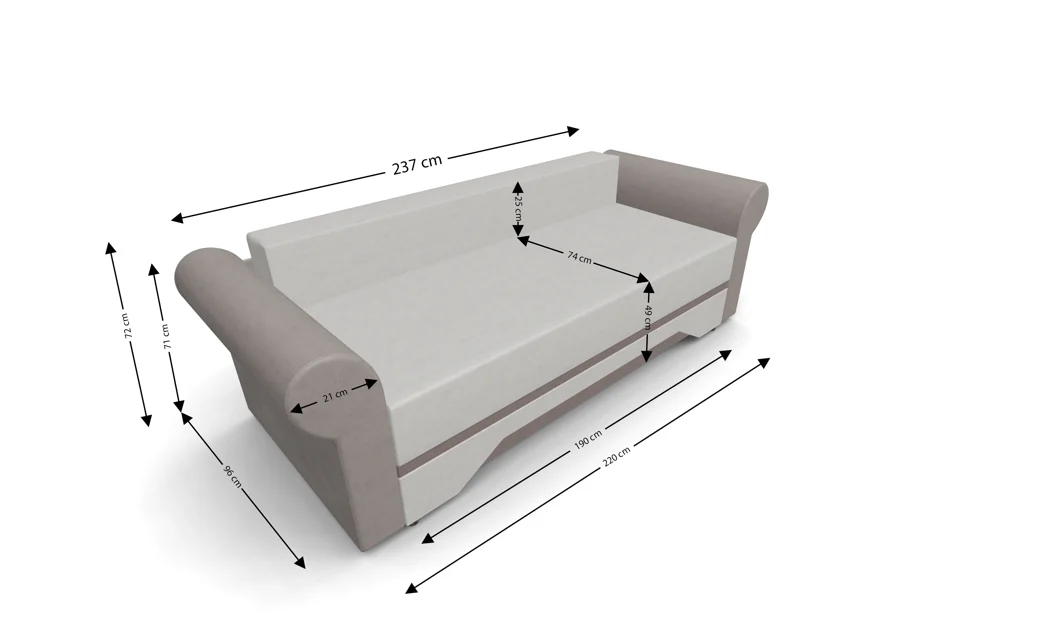 Canapea Extensibilă Mona Bonell Mini, Bej Deschis/Maro deshis 5