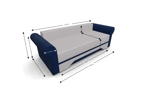 Canapea Extensibilă Mona Bonell Mini, Crem/Albastru