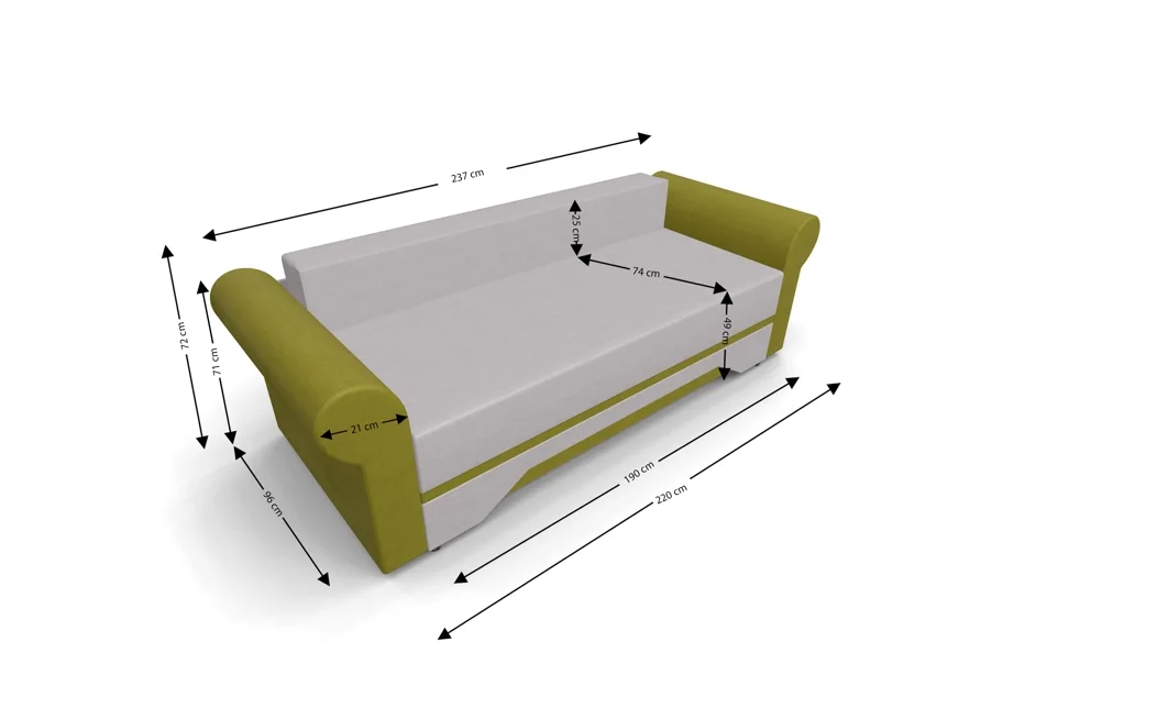 Canapea Extensibilă Mona Bonell Mini, Crem/Verde masliniu 5