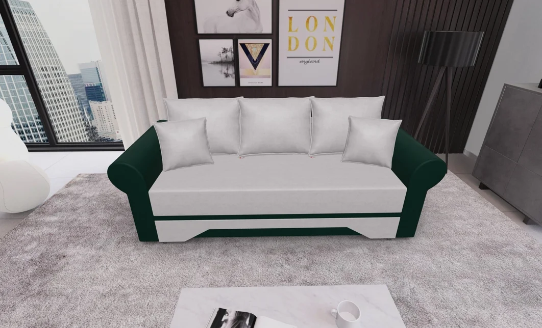 Canapea Extensibilă Mona Bonell Mini, Crem/Verde