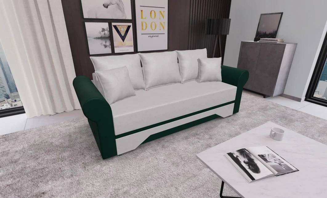 Canapea Extensibilă Mona Bonell Mini, Crem/Verde 2