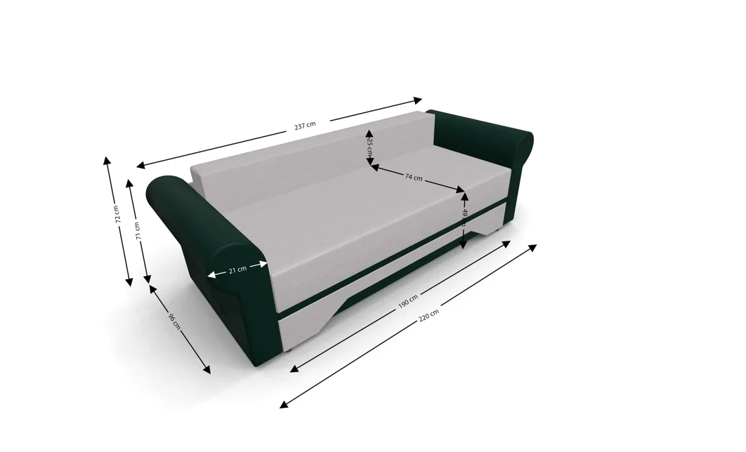 Canapea Extensibilă Mona Bonell Mini, Crem/Verde 5