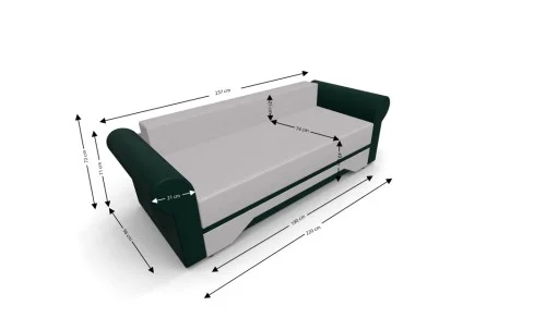 Canapea Extensibilă Mona Bonell Mini, Crem/Verde