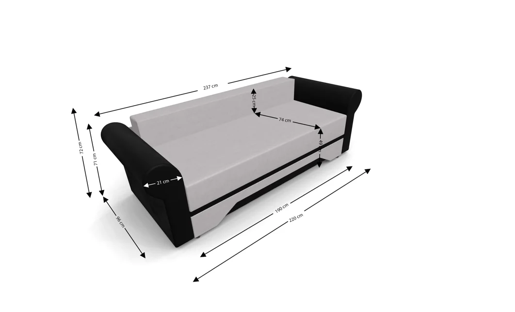 Canapea Extensibilă Mona Bonell Mini, Crem/Negru 5