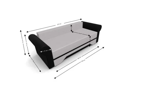 Canapea Extensibilă Mona Bonell Mini, Crem/Negru