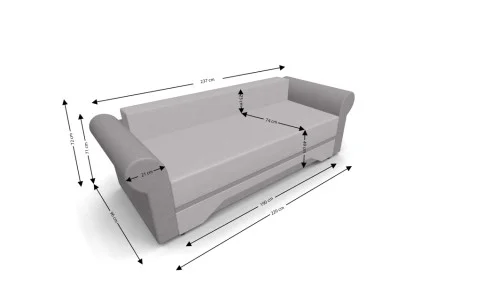 Canapea Extensibilă Mona Bonell Mini, Crem/Bej