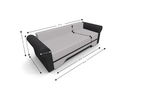 Canapea Extensibilă Mona Bonell Mini, Crem/Gri carbune