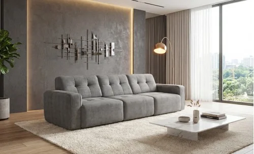 Canapea Extensibilă Smart Electrică cu 3 Locuri și Telecomandă, Gri KJ8144