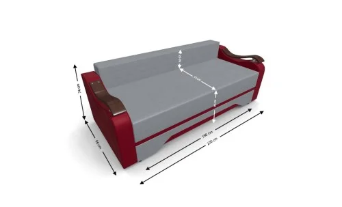 Canapea Extensibila Sally Mini, Gri/Rosu