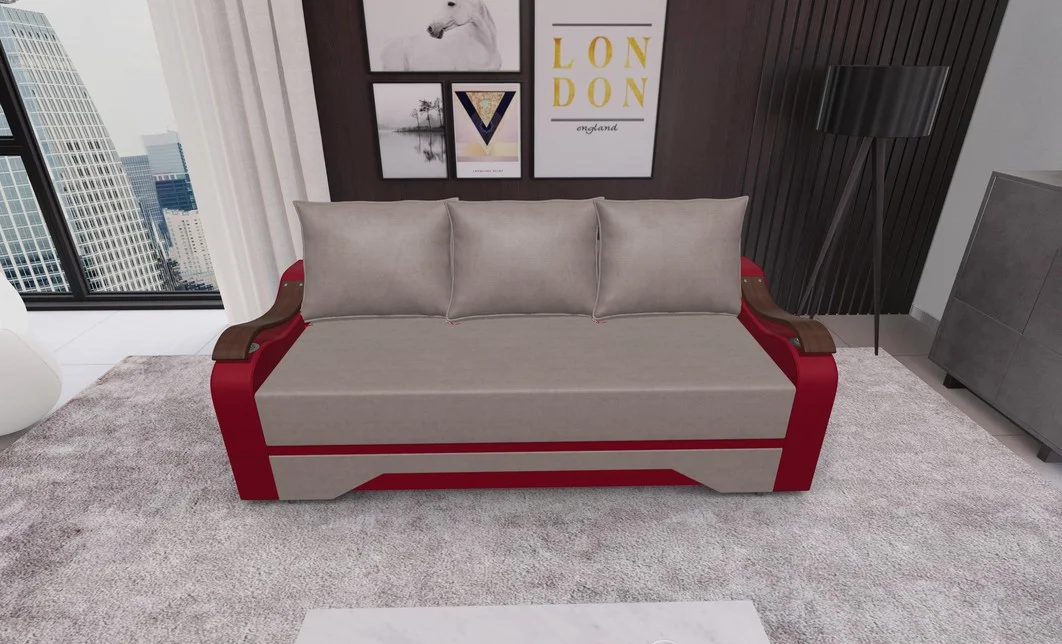 Canapea Extensibila Sally Mini, Maro deshis/Rosu 1