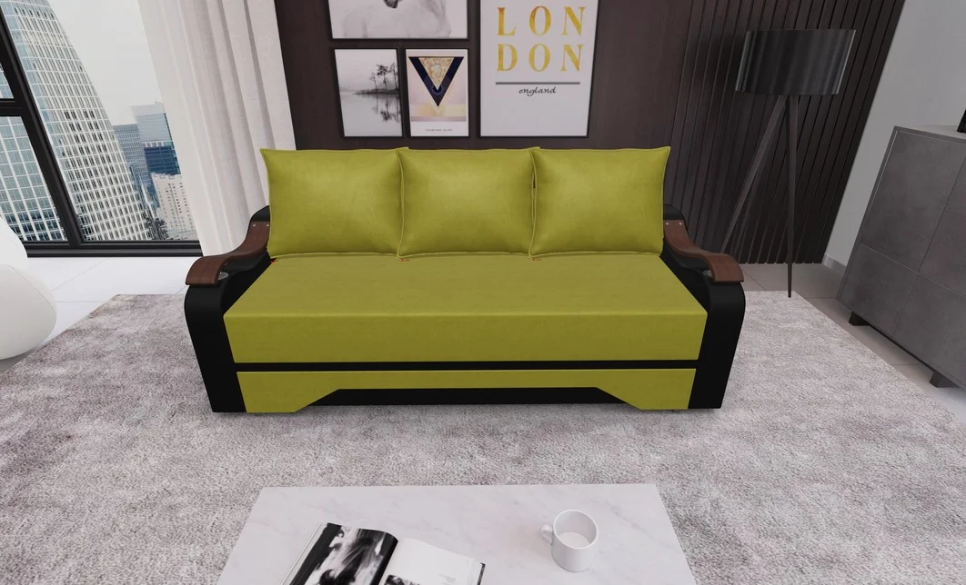 Canapea Extensibila Sally Mini, Verde masliniu/Negru 1