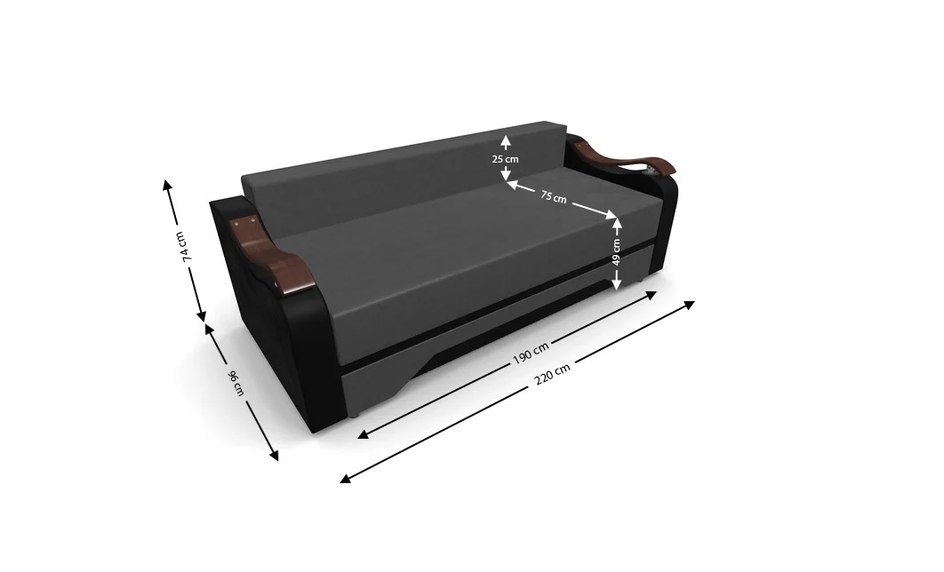 Canapea Extensibila Sally Mini, Gri inchis/Rosu 4
