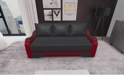 Canapea Extensibila Sally Mini, Gri carbune/Rosu