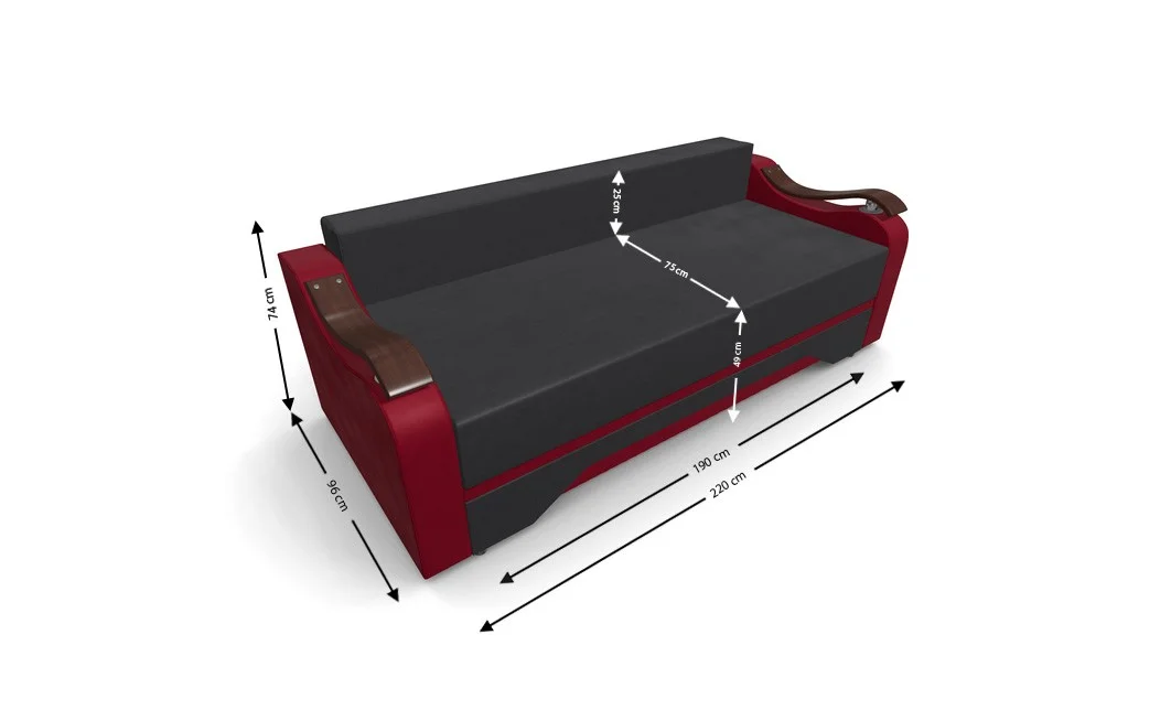 Canapea Extensibila Sally Mini, Gri carbune/Rosu 4
