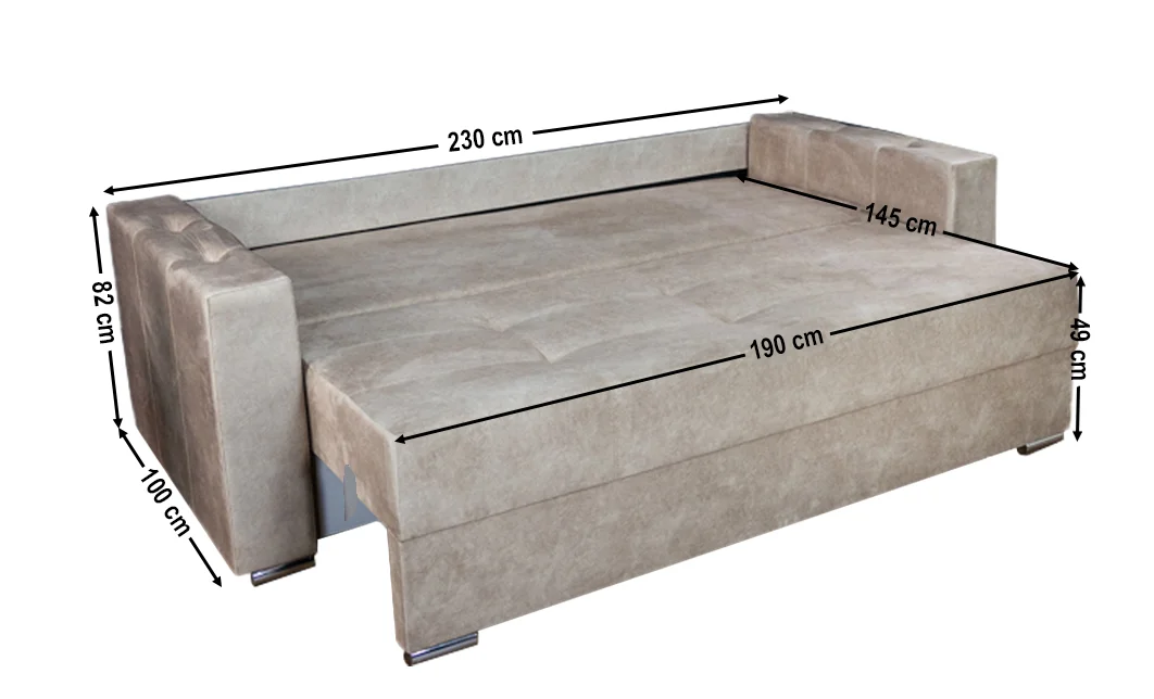 Canapea Extensibilă Vegas Bonell Mini, Bej deschis 6