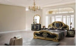 Dormitor Clasic Clarissa Nero Gold  cu Dulap 4 Uși