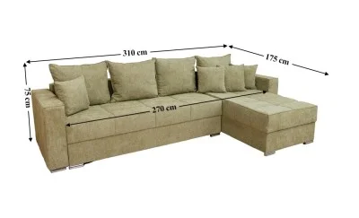 Colțar Extensibil Claudia Mare XXL Bonell Verde Olive - Aragon 35, Interschimbabil