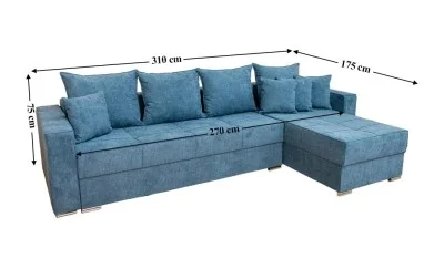Colțar Extensibil Claudia Mare XXL Bonell Albastru - Aragon 74, Interschimbabil