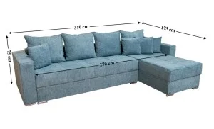 Colțar Extensibil Claudia Mare XXL Bonell Albastru Deschis - Aragon 75 Interschimbabil