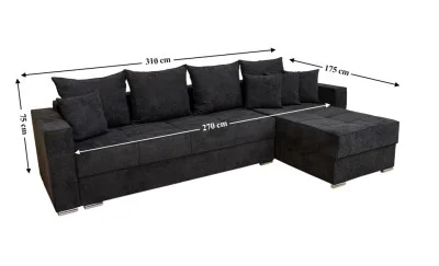 Colțar Extensibil Claudia Mare XXL Bonell Negru - Aragon 99, Interschimbabil